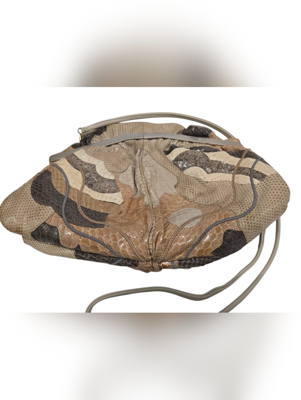 Vintage Carlo Fiori Of Italy‎ Framed Snake Skin Shoulder Bag/ Clutch Purse